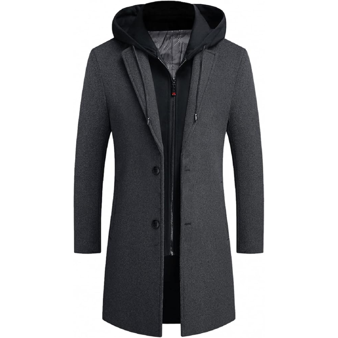 Men's Wool Blend Trench Coat - Pedro-Grey-State of Style