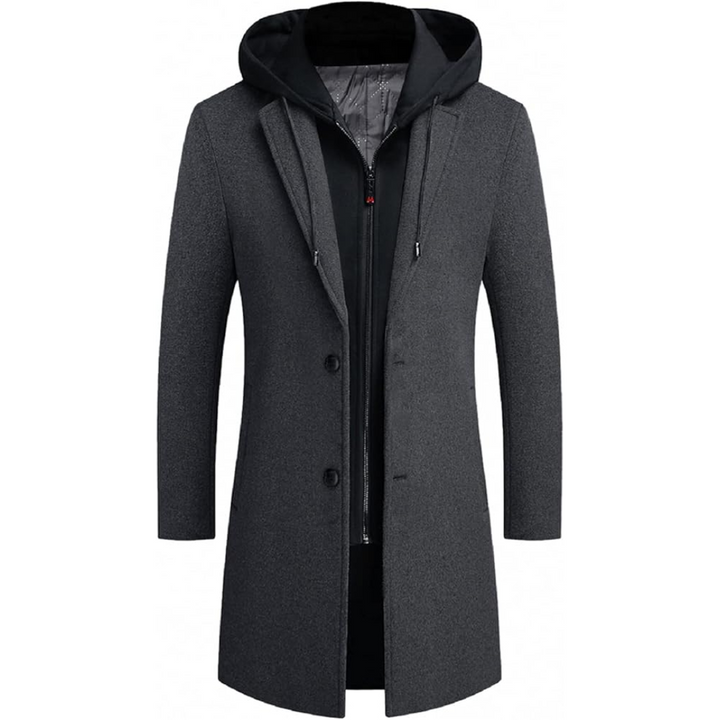 Men's Wool Blend Trench Coat - Pedro-Grey-State of Style