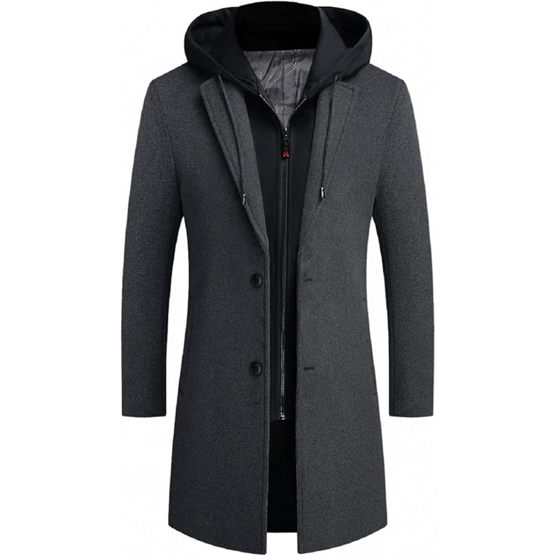 Men's Wool Blend Trench Coat - Pedro-Grey-State of Style