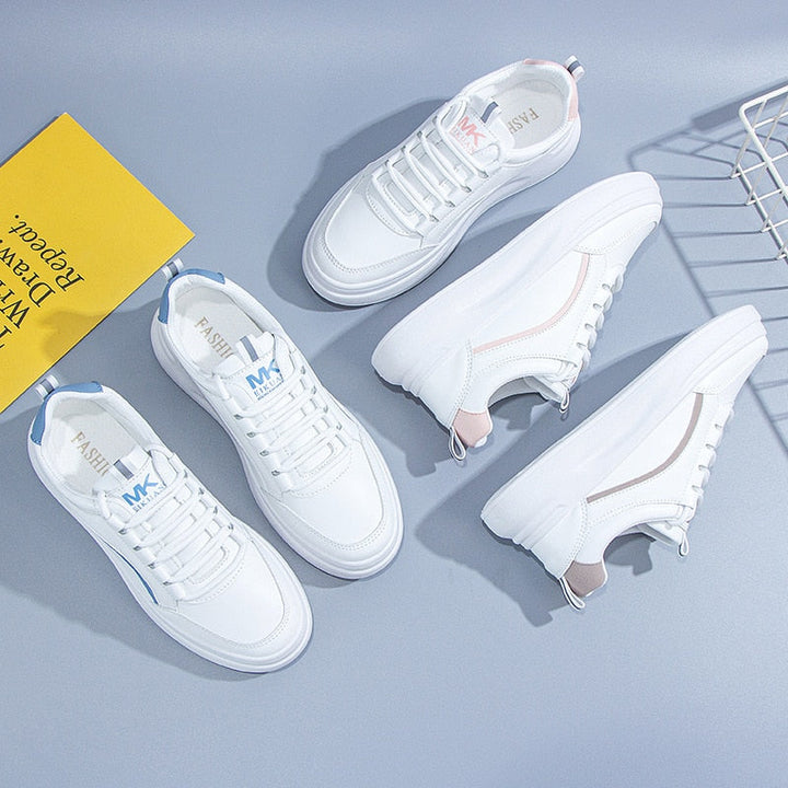 MerelsSneakers | Women's Trendy Sporty Sneakers-White-Blue-4.5-State of Style