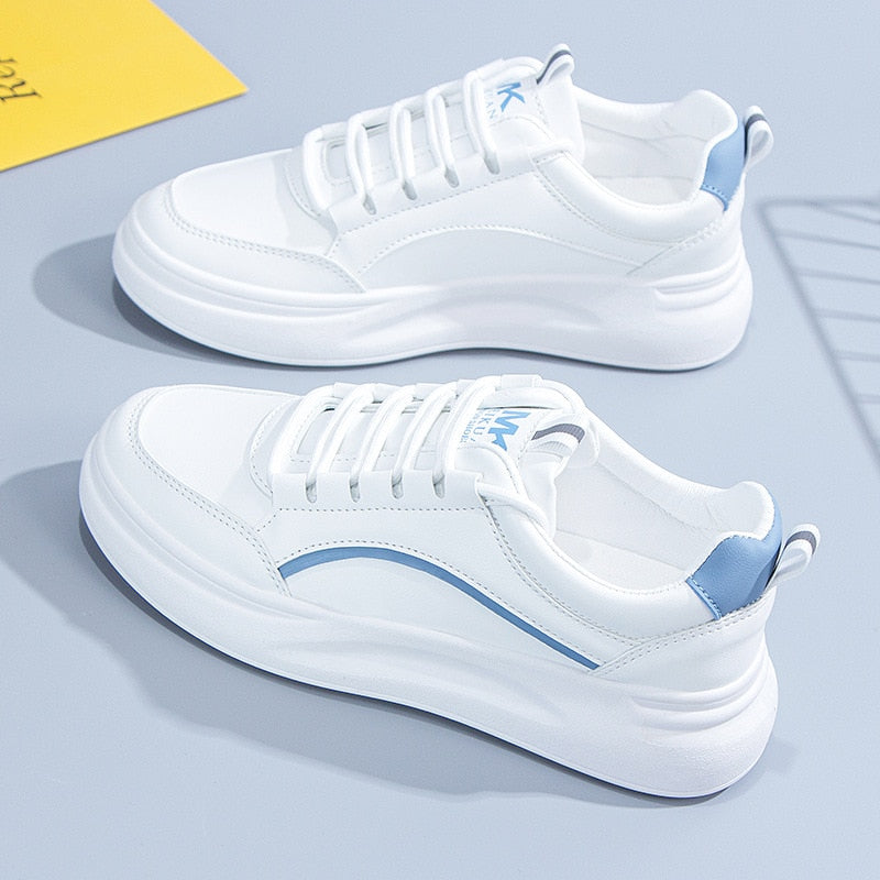 MerelsSneakers | Women's Trendy Sporty Sneakers-White-Blue-4.5-State of Style