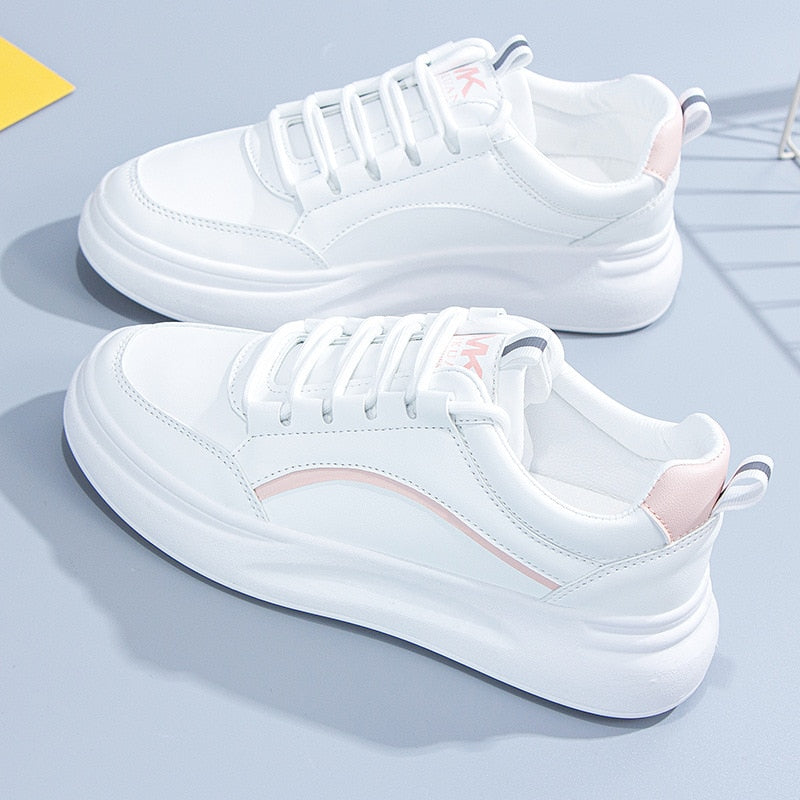 MerelsSneakers | Women's Trendy Sporty Sneakers-White-Pink-4.5-State of Style