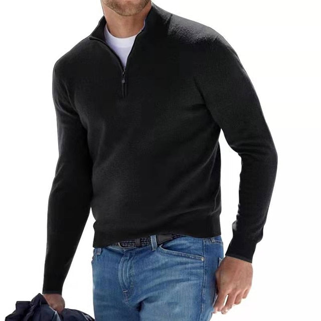 Merino Men's Sweater with V-neck - Torino-Black-S-State of Style