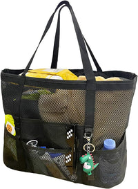 Foldable Mesh Beach Tote with 9 Pockets for Family Days