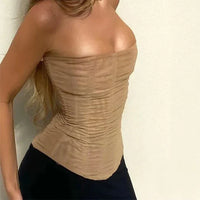 Mesh Slimming Corset Top – Caia-Beige-S-State of Style