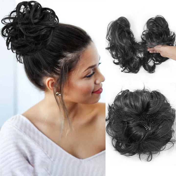 Messy Clip-in Bun with Side Clip – Elina-Black-State of Style