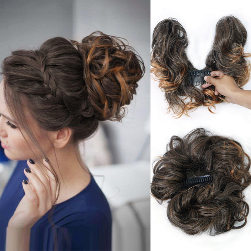 Messy Clip-in Bun with Side Clip – Elina-Brown Mix-State of Style