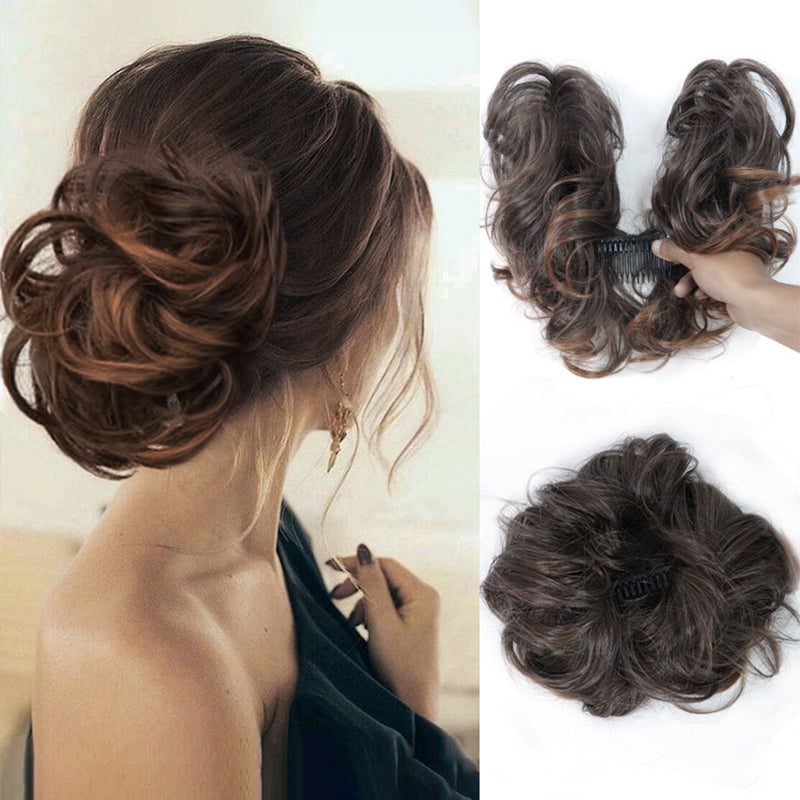 Messy Clip-in Bun with Side Clip – Elina-Brown-State of Style