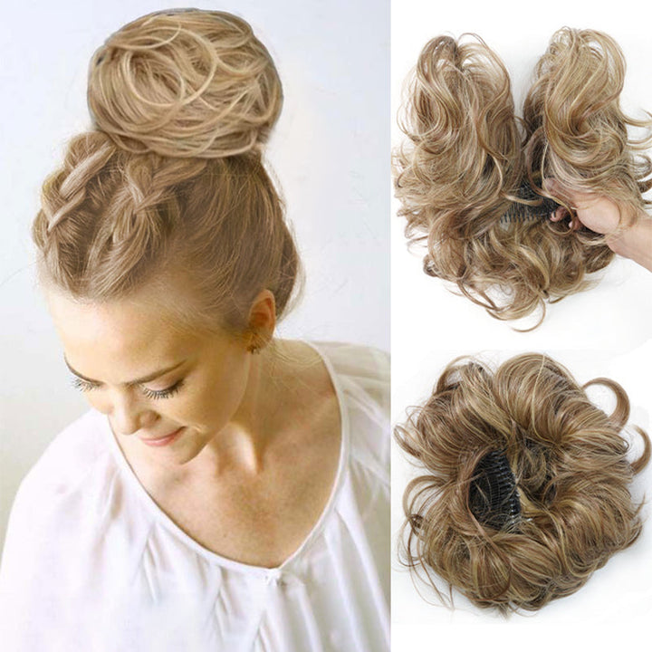 Messy Clip-in Bun with Side Clip – Elina-Dark blonde-State of Style