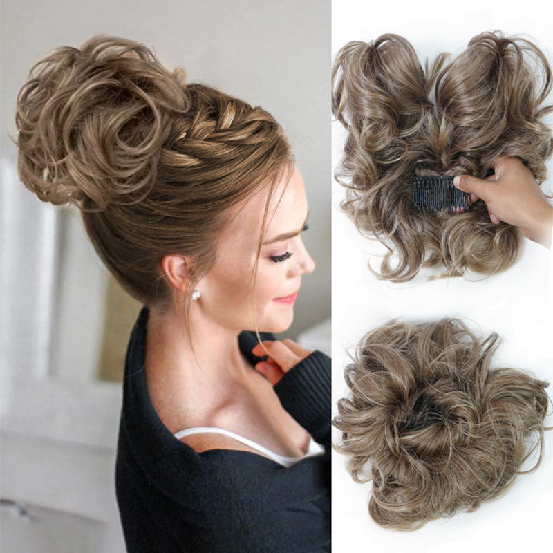Messy Clip-in Bun with Side Clip – Elina-Light brown-State of Style