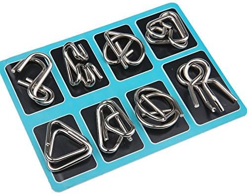 Metal Puzzle Rings Set - BrainTwist-Blue-State of Style