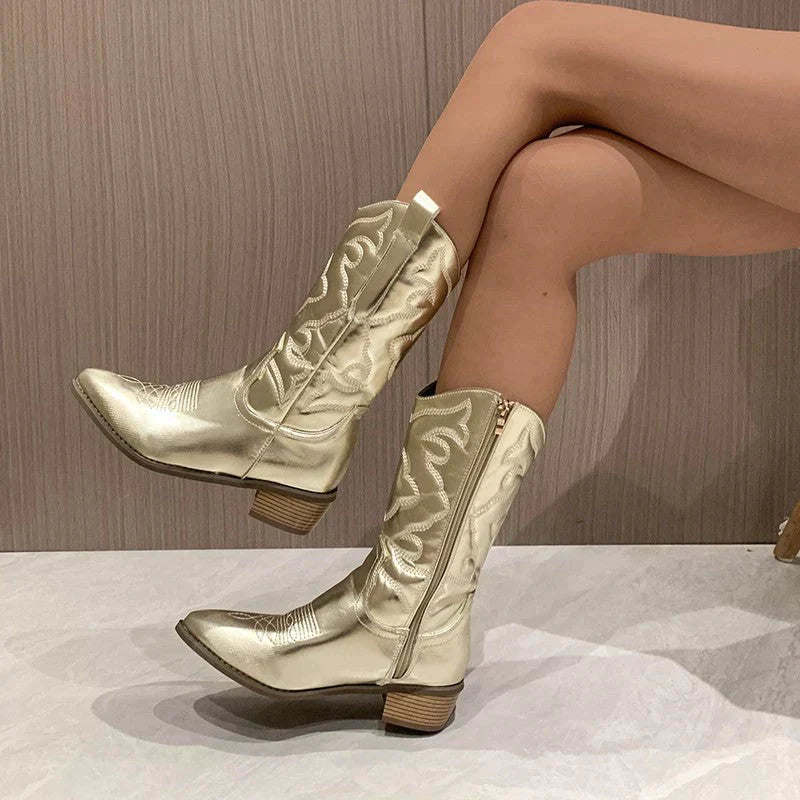 Metallic Cowboy Boots - Aurora-Gold-5-State of Style