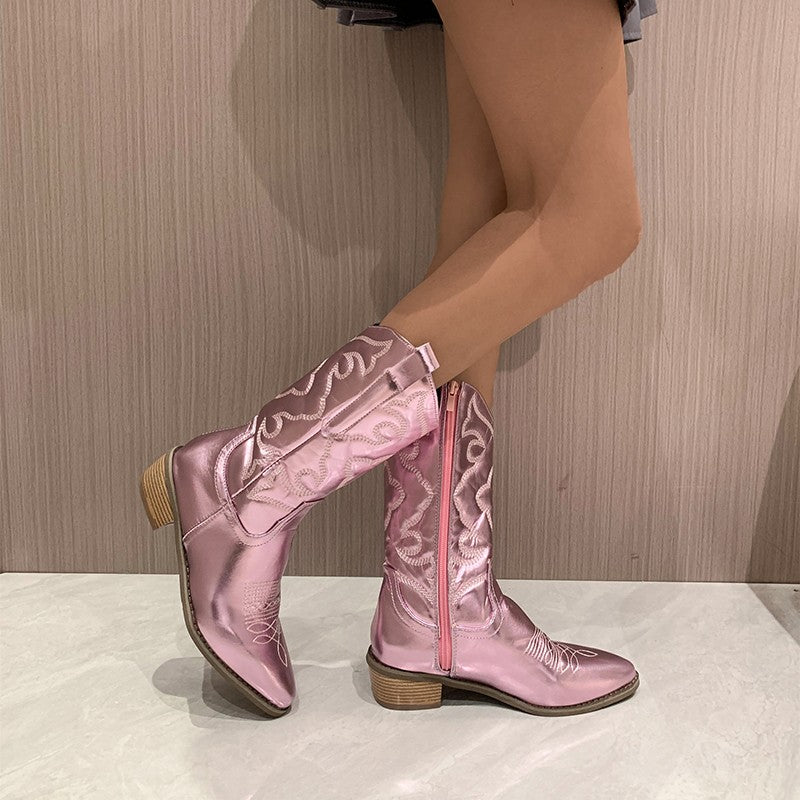 Metallic Cowboy Boots - Aurora-Pink-5-State of Style