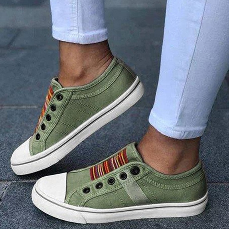 MezisShoes | Women's Casual Canvas Sneakers-Green-4.5-State of Style