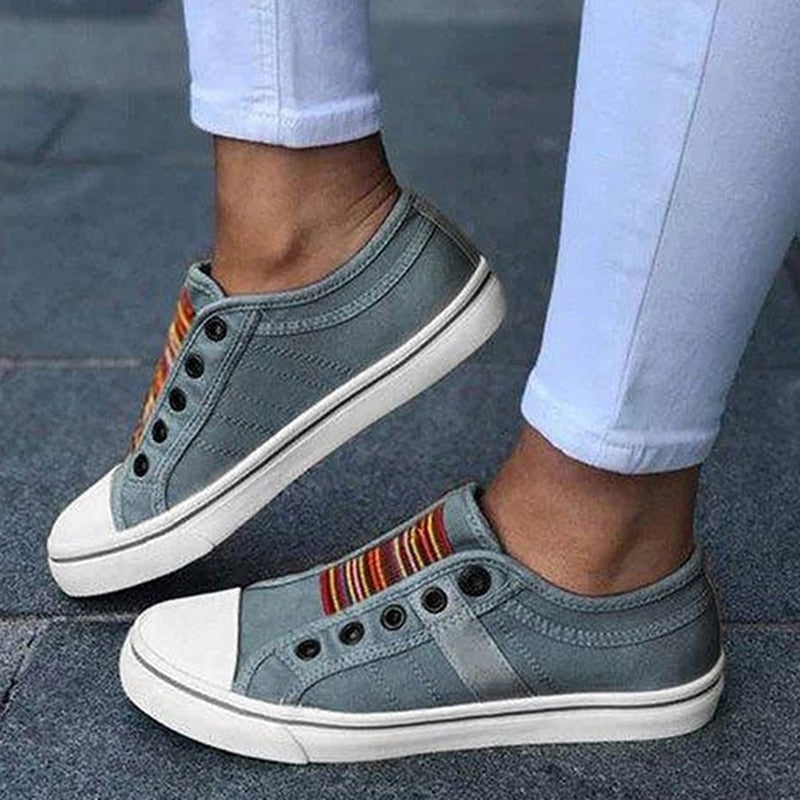 MezisShoes | Women's Casual Canvas Sneakers-Grey-4.5-State of Style
