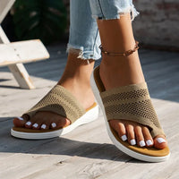 Mia - Orthopedische Grijze Mesh Slippers-Khaki-36-State of Style