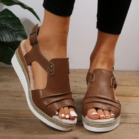 Mia - Orthopedische Rode Platform Sandalen-Bruin-36-State of Style