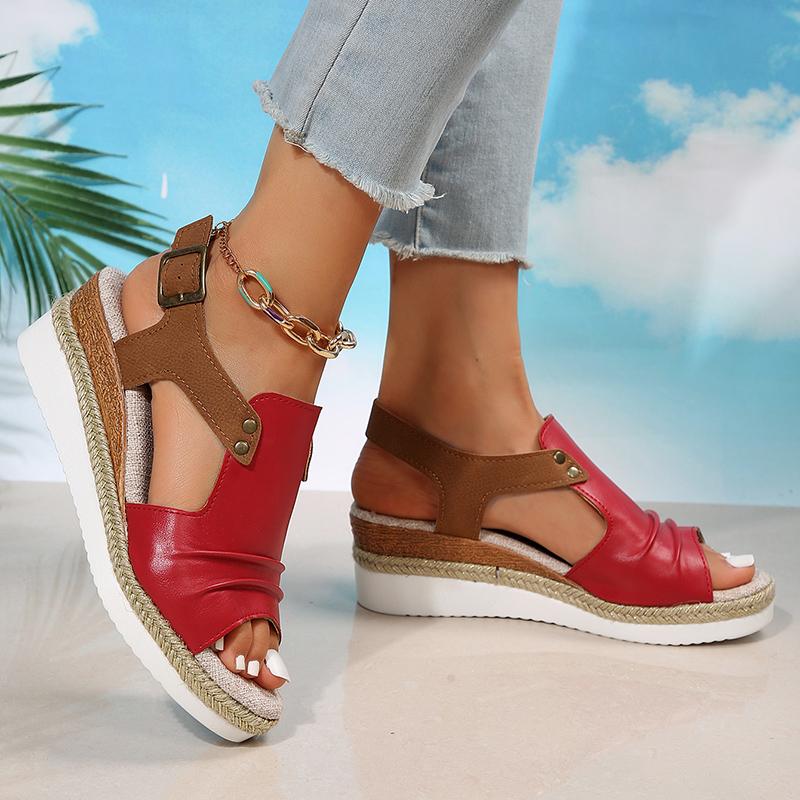 Mia - Orthopedische Rode Platform Sandalen-Rood-36-State of Style