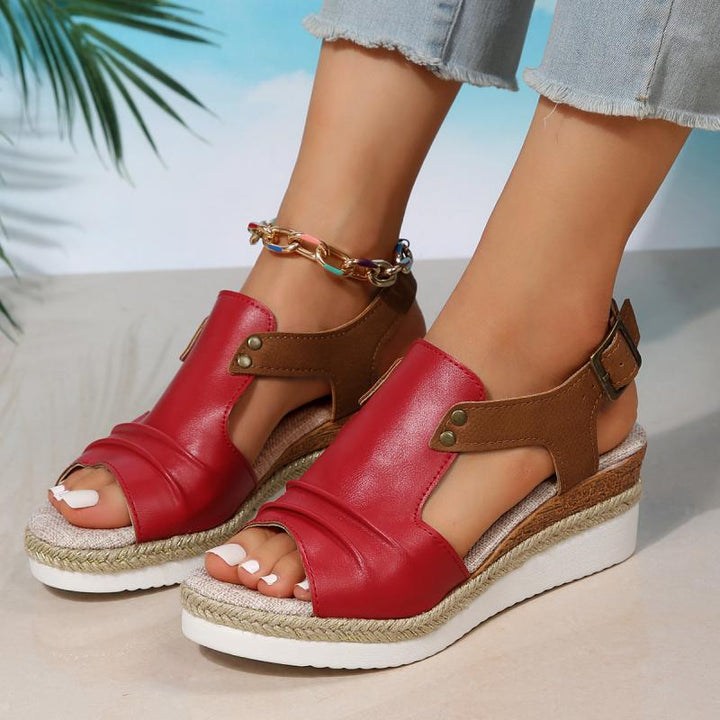 Mia - Orthopedische Rode Platform Sandalen-Rood-36-State of Style