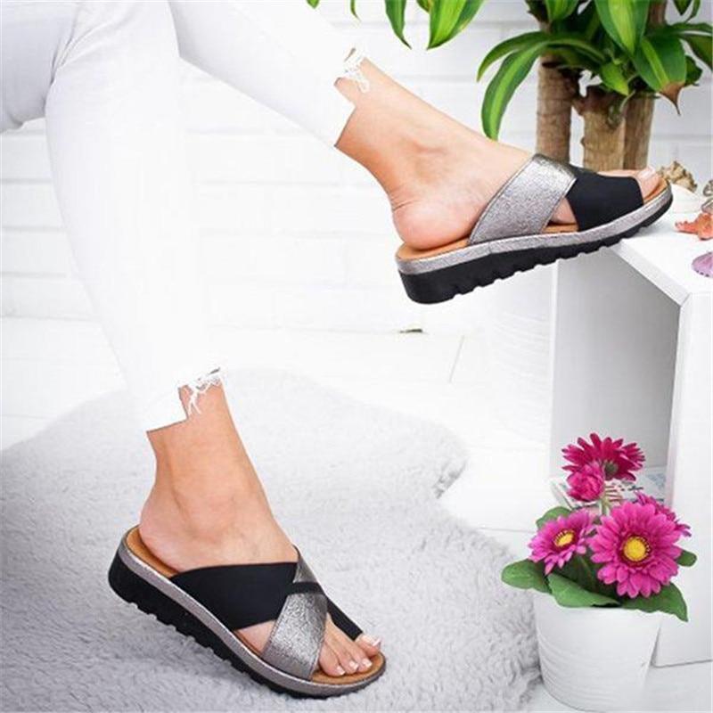 Mia - Orthopedische Zilveren Zomersandalen-Zwart-35-State of Style