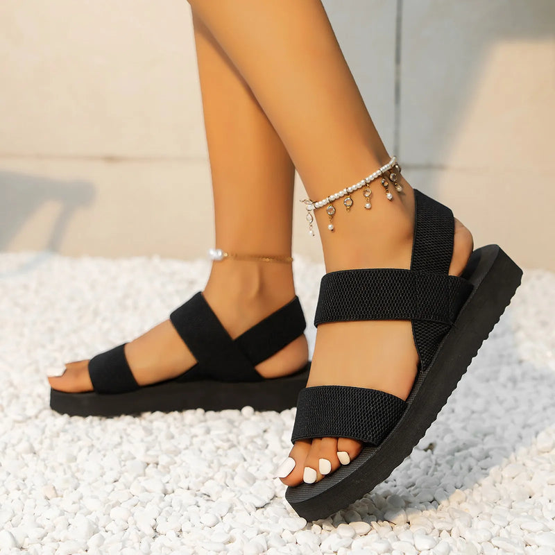 Mia - Orthopedische Zwarte Strappy Sandalen-37-State of Style