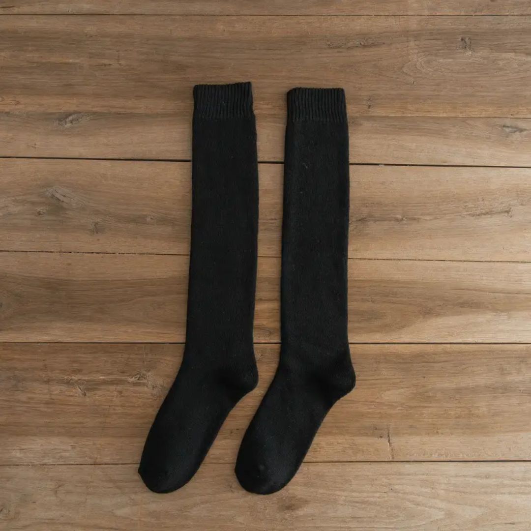 Michael Traditional Socks – 3-Pack Warm Cotton Knee-High Terry Socks-Black-State of Style