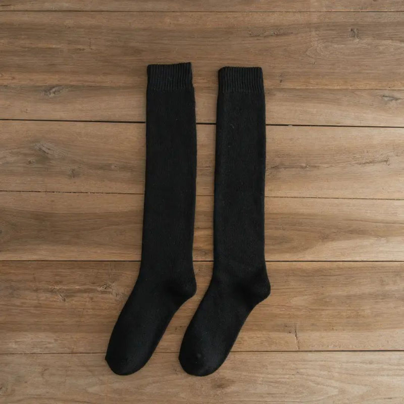 Michael Traditional Socks – 3-Pack Warm Cotton Knee-High Terry Socks-Black-State of Style