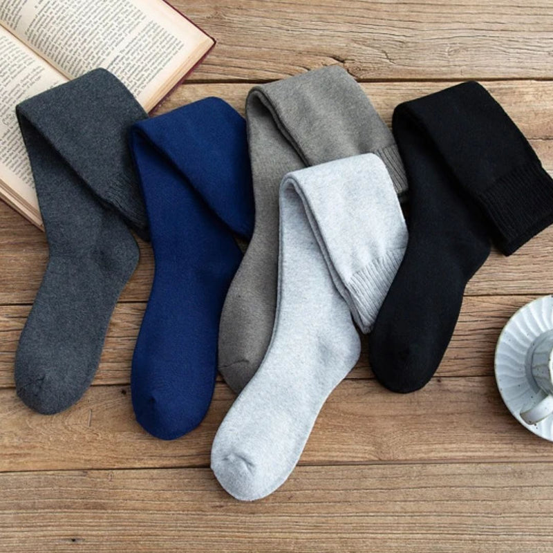 Michael Traditional Socks – 3-Pack Warm Cotton Knee-High Terry Socks-Light Grey-State of Style