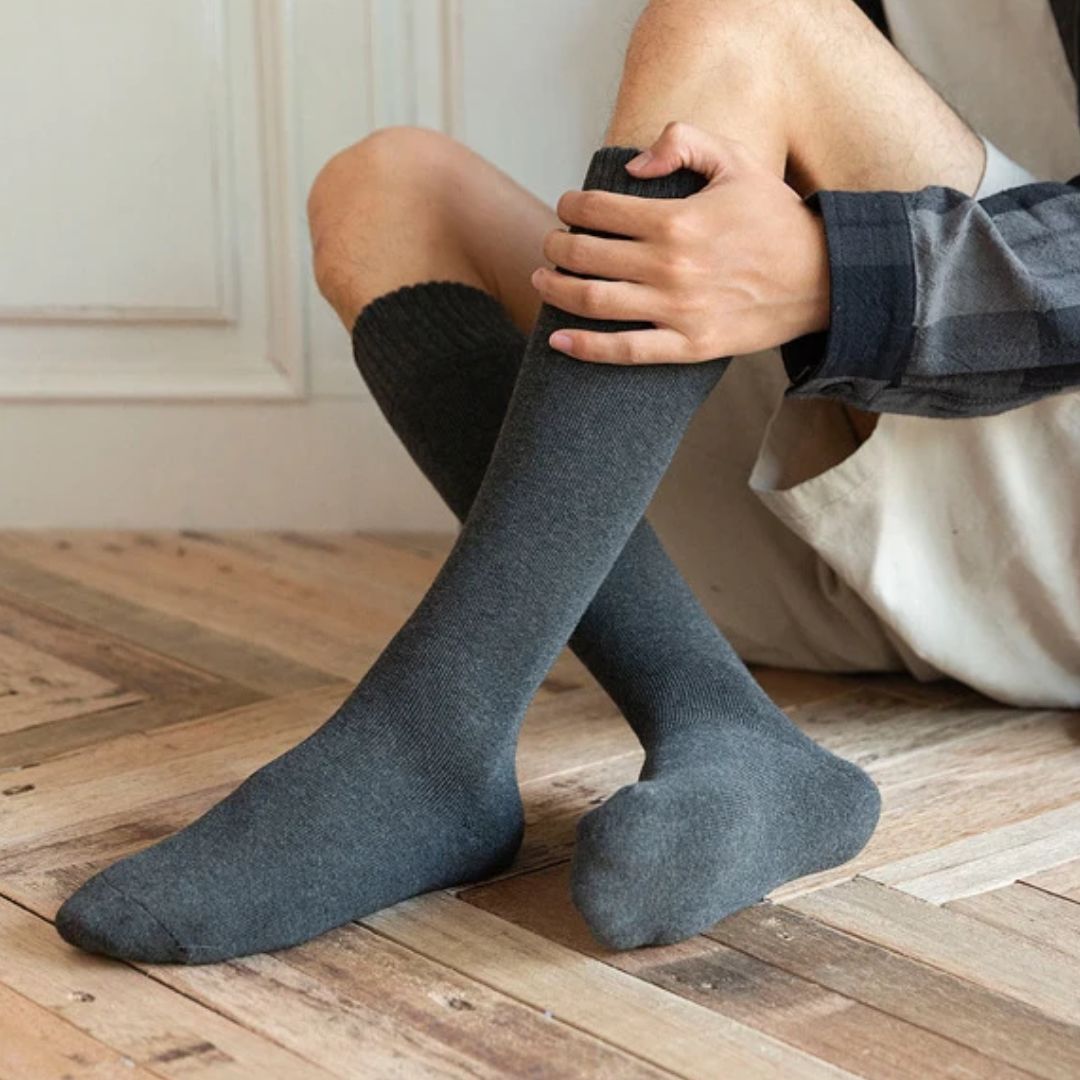 Michael Traditional Socks – 3-Pack Warm Cotton Knee-High Terry Socks-Light Grey-State of Style