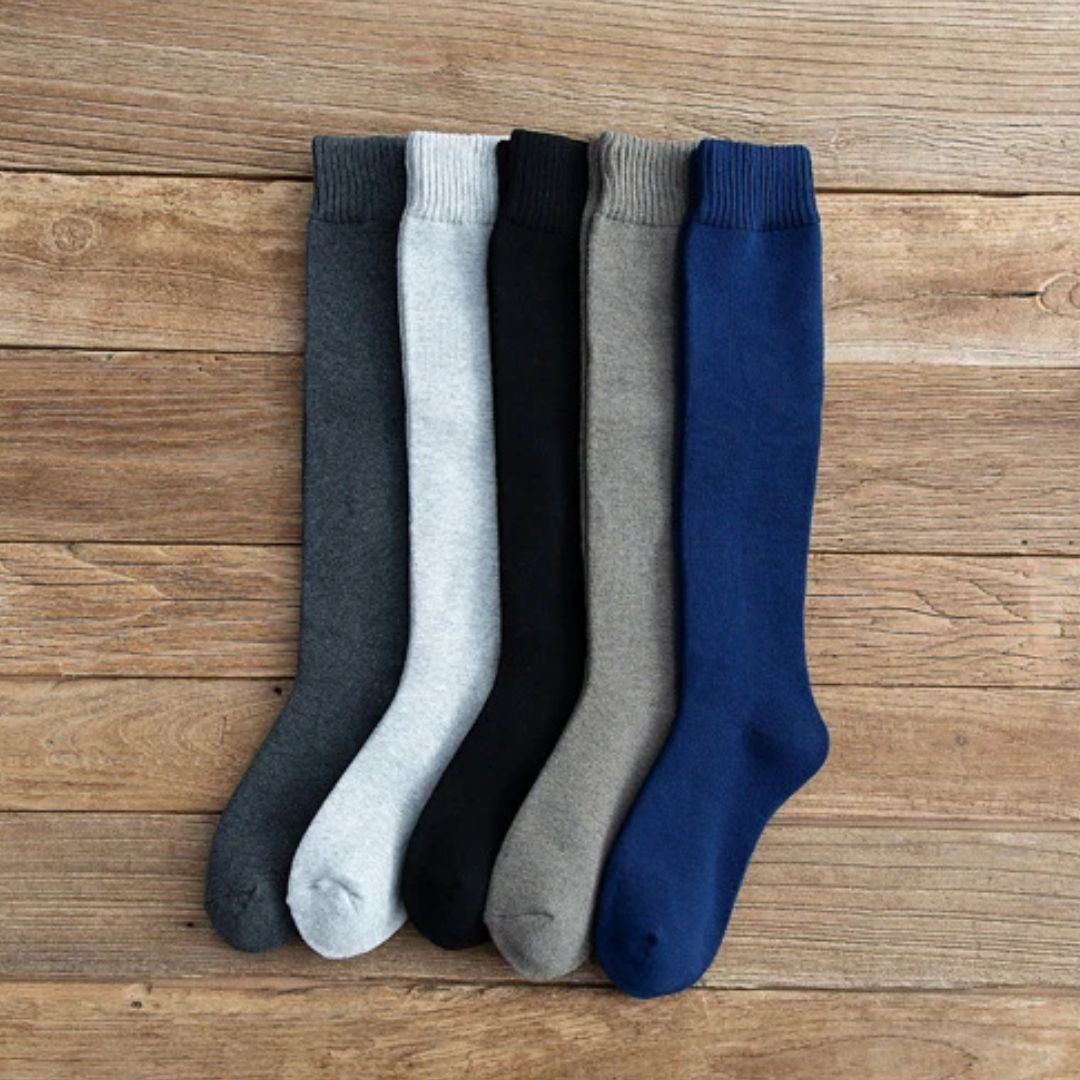 Michael Traditional Socks – 3-Pack Warm Cotton Knee-High Terry Socks-Light Grey-State of Style