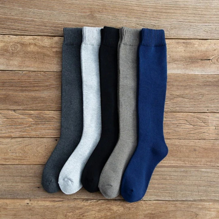 Michael Traditional Socks – 3-Pack Warm Cotton Knee-High Terry Socks-Light Grey-State of Style