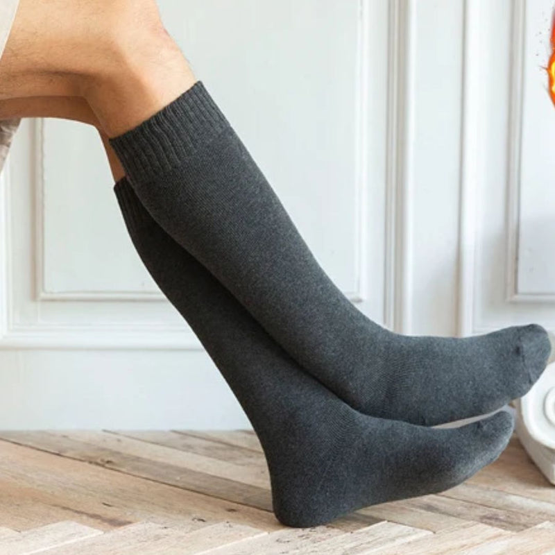 Michael Traditional Socks – 3-Pack Warm Cotton Knee-High Terry Socks-Light Grey-State of Style