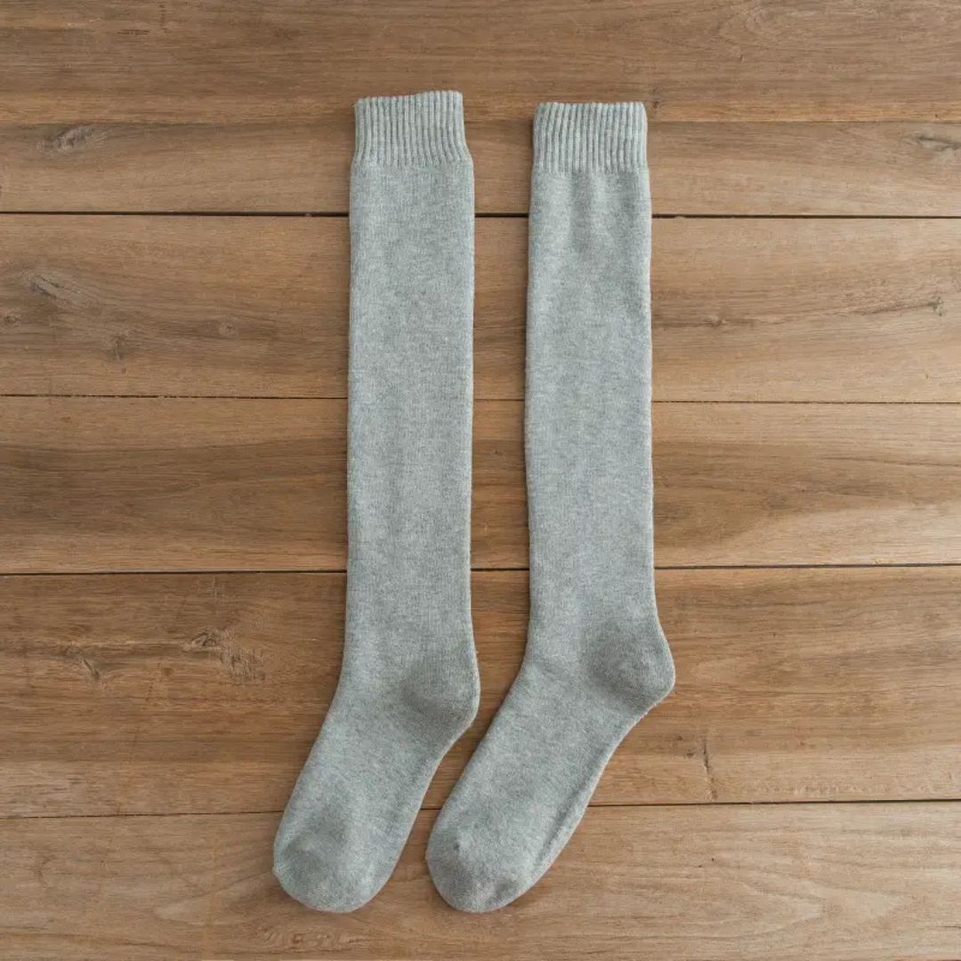 Michael Traditional Socks – 3-Pack Warm Cotton Knee-High Terry Socks-Light Grey-State of Style