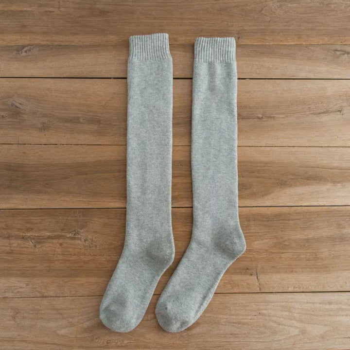 Michael Traditional Socks – 3-Pack Warm Cotton Knee-High Terry Socks-Light Grey-State of Style