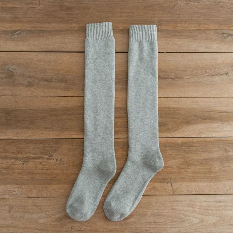 Michael Traditional Socks – 3-Pack Warm Cotton Knee-High Terry Socks-Light Grey-State of Style