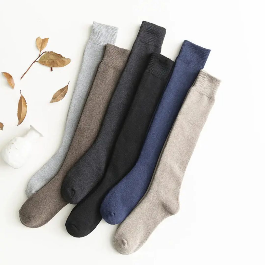 Michael Traditional Socks – 3-Pack Warm Cotton Knee-High Terry Socks-Light Grey-State of Style