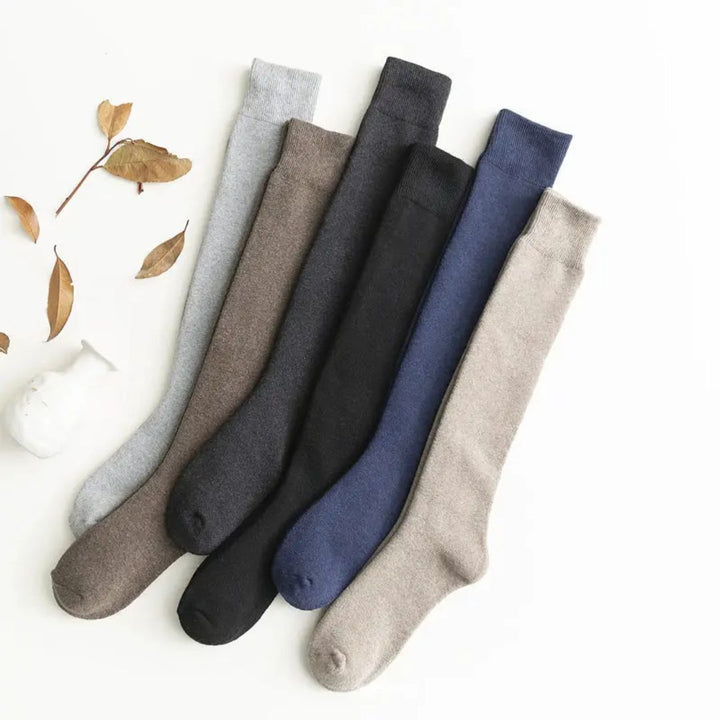 Michael Traditional Socks – 3-Pack Warm Cotton Knee-High Terry Socks-Light Grey-State of Style