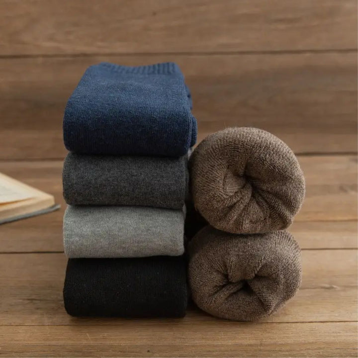 Michael Traditional Socks – 3-Pack Warm Cotton Knee-High Terry Socks-Light Grey-State of Style