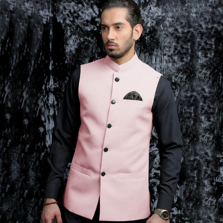 Michaelo Traditional Vest – Vintage Waistcoat with Stand-Up Collar-Pink-S-State of Style