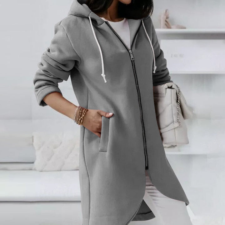 Mid-Length Hooded Jacket | Stylish & Comfortable-Gray-S-State of Style