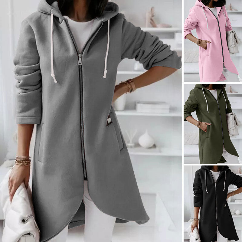 Mid-Length Hooded Jacket | Stylish & Comfortable-Gray-S-State of Style