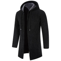 Mid-Length Wool Hoodie for Men - Luca-Black-S-State of Style