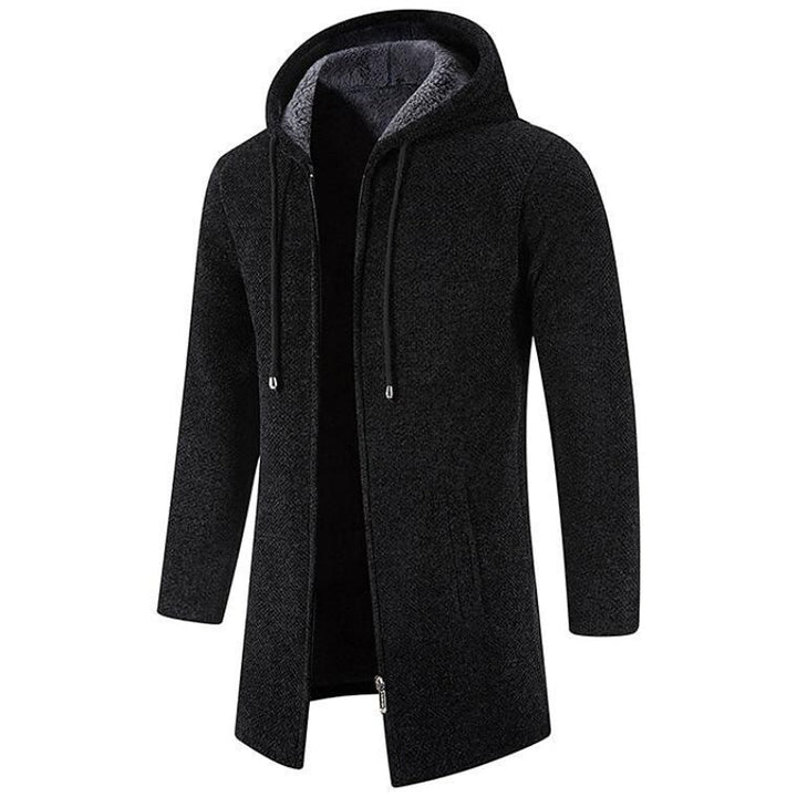 Mid-Length Wool Hoodie for Men - Luca-Black-S-State of Style