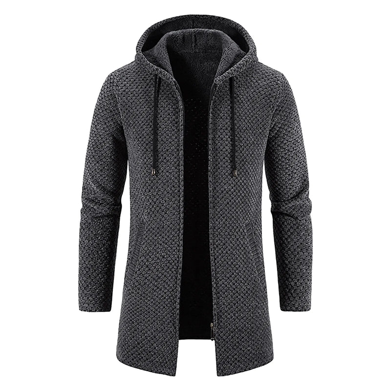 Mid-Length Wool Hoodie for Men - Luca-Dark Grey-S-State of Style