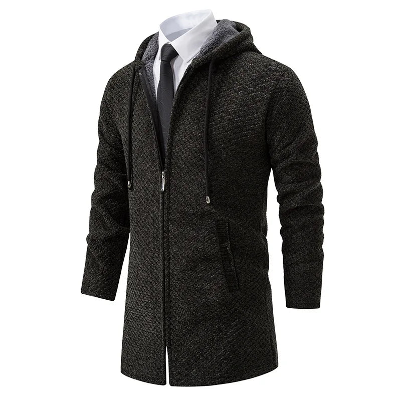 Mid-Length Wool Hoodie for Men - Luca-Military Green-S-State of Style