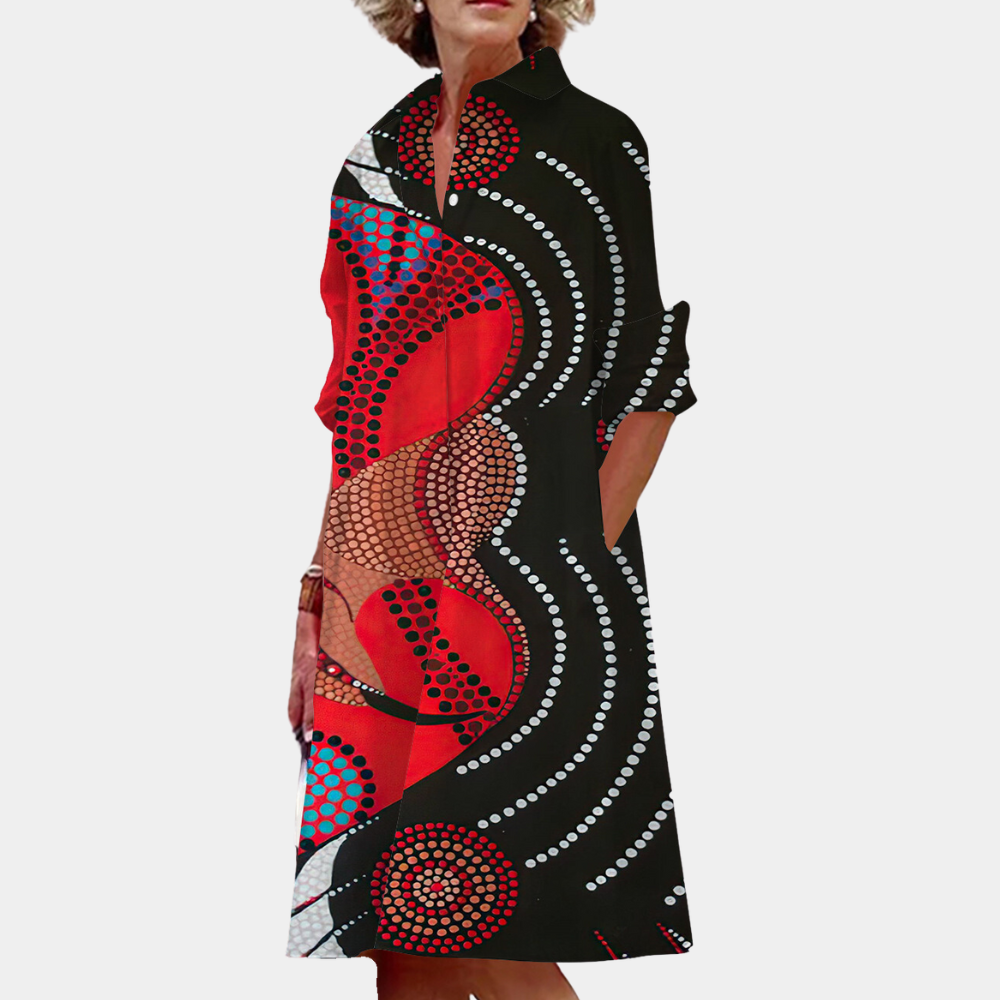 Midi dress with Print and Summery Fit – Ysolde-Red-XS-State of Style