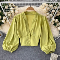 MiekesBlouse | Women's Elegant Satin Blouse-Green-One size fits all-State of Style