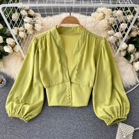 MiekesBlouse | Women's Elegant Satin Blouse-Green-One size fits all-State of Style