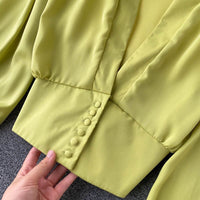 MiekesBlouse | Women's Elegant Satin Blouse-Green-One size fits all-State of Style