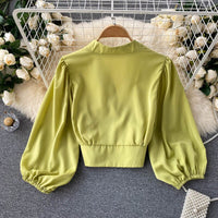 MiekesBlouse | Women's Elegant Satin Blouse-Green-One size fits all-State of Style